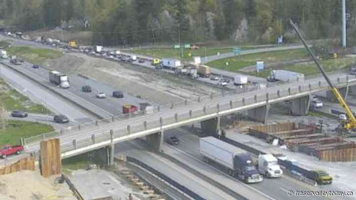 Commercial vehicle strikes Highway 1 overpass in the Fraser Valley Wednesday morning