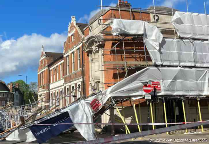 Driver escapes injury as scaffold collapses onto van