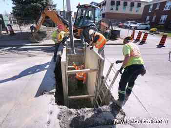 Windsor city crews repair sinkhole on Pelissier Street