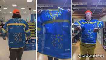 This man made regalia out of Walmart bags