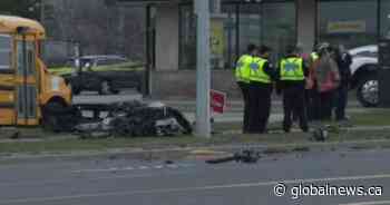 Driver killed after speeding through red lights, crashing into Toronto hydro pole: police