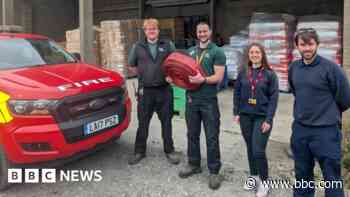Old fire hoses made into toys for zoo animals