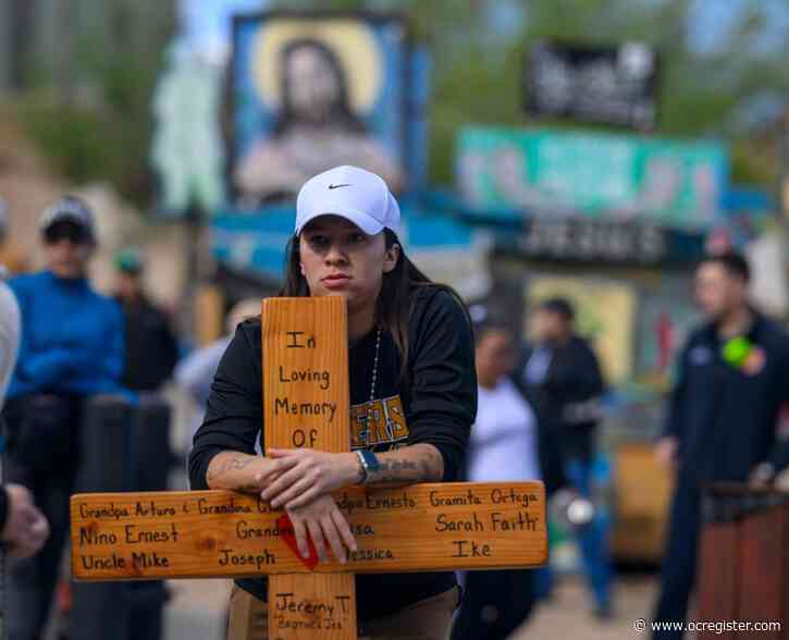 Thousands of pilgrims trek through New Mexico desert to historic adobe church for Good Friday