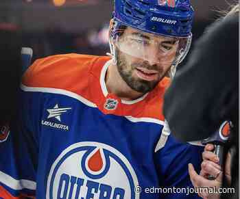 Key trade acquisition and superstar forward off the shelf, skating in main Oilers practice