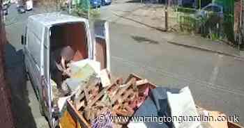 Video shows man dumping van-load of rubbish outside restaurant in Warrington