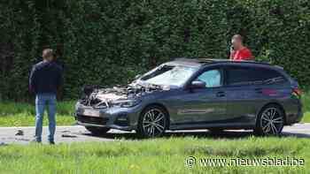 Auto raakt flink beschadigd na ongeval onder de brug van Solt in Neeroeteren