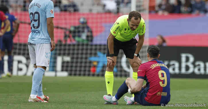 Lewandowski si infortuna a 10 giorni dall’Inter: il Barcellona rischia di non averlo nella semifinale di Champions