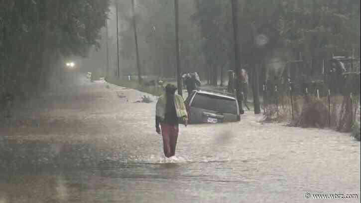 Turner Road in Ethel under water as rains pour in Monday evening