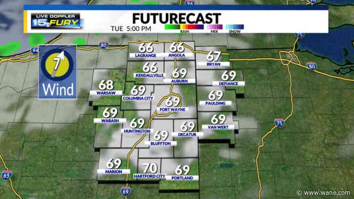 Warmer and pleasant Tuesday with light winds