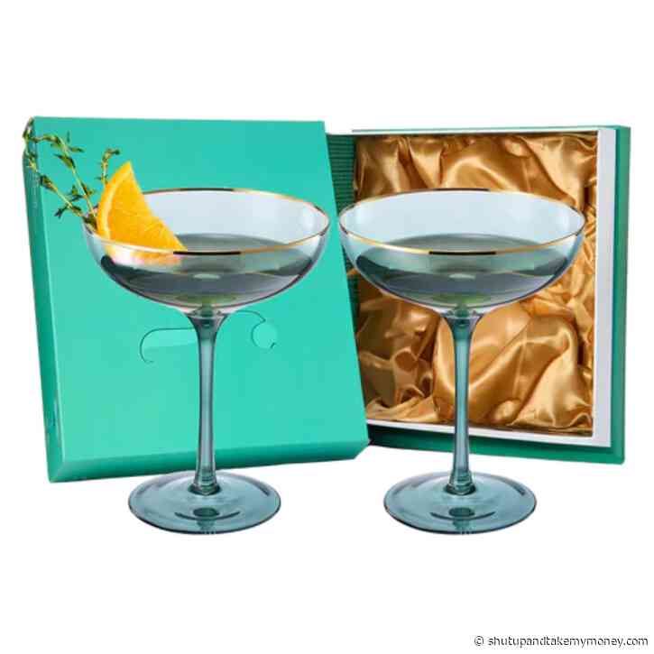 Colored Green & Gilded Rim Wine Glassware Large 9oz