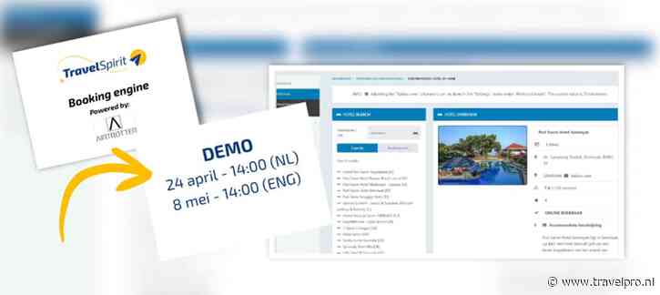 Meld je aan: Demo TravelSpirit Booking Engine