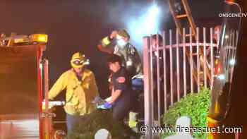 L.A. County FF injured when train runs over hose