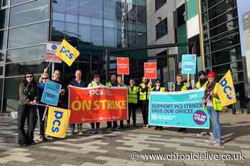 Newcastle civil servants begin nine days of strike action with picket line in city centre