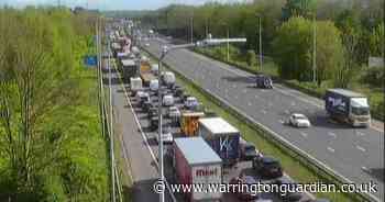 Slow traffic in Warrington after traffic held on M6 following crash