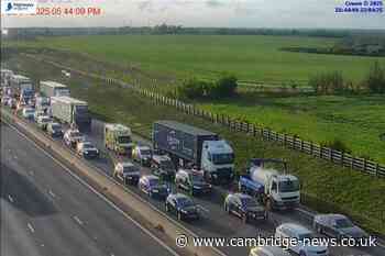 Collision causes the A14 to be blocked with long delays