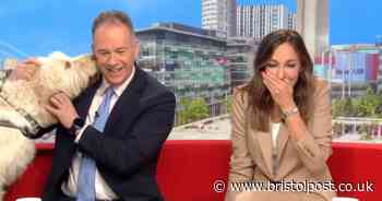 BBC Breakfast's Sally Nugent puts head in hands after dog 'nibbles' co-star's ear live on air