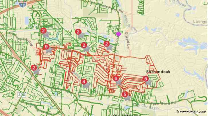 Outage maps show almost 5,000 people without power in East Baton Rouge