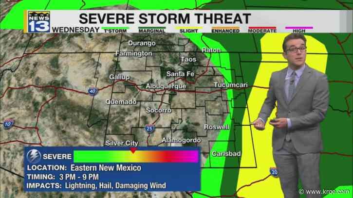 Warmer than normal with storms in eastern New Mexico
