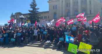 Saskatchewan health care workers rally for wage increases