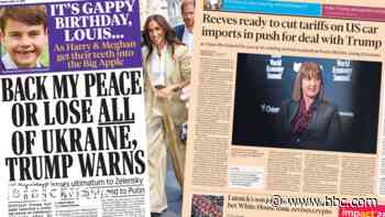 The Papers: 'Crimea is lost' and Reeves 'ready to cut tariffs'