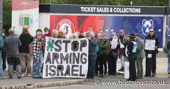 Live: Large police presence at protest against arms companies outside Ashton Gate