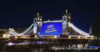 London landmarks lit up with biscuit-themed light projections