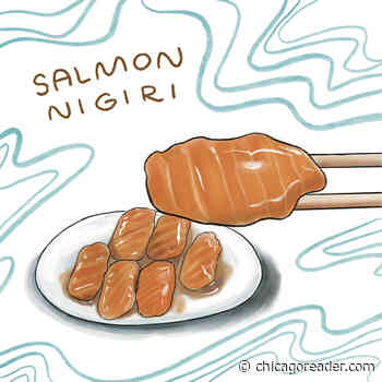 Salmon nigiri at Parachute HiFi