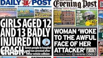 Girls hurt in crash and woman 'wakes to attacker'