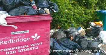 Rotting food dumped by Ilford takeaway in the street