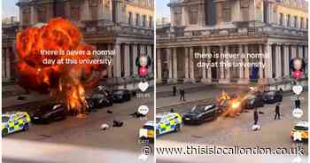 Viral TikTok of 'explosion' at University of Greenwich in mystery film set