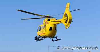 Emergency services including air ambulance at incident near Pickering