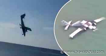 Beelden: politievliegtuigje stort in zee tijdens oefening