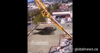Video shows moment roof collapses at Victoria construction site