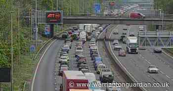 Lanes closed and heavy traffic on M62 outside Warrington after crash