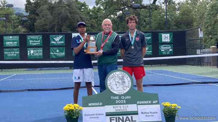 University’s Rishvanth Krishna and Beckman doubles win Ojai tennis titles