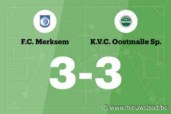 Gelijkspel voor FC Merksem thuis tegen Oostmalle