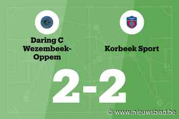 Korbeek Sport speelt gelijk in uitwedstrijd tegen Wezembeek-Oppem