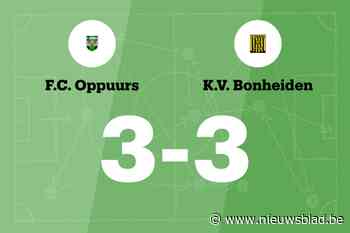 Oppuurs sleept gelijkspel uit de brand in de thuiswedstrijd tegen Bonheiden
