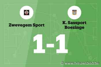 Sassport Boezinge speelt gelijk tegen Zwevegem Sport