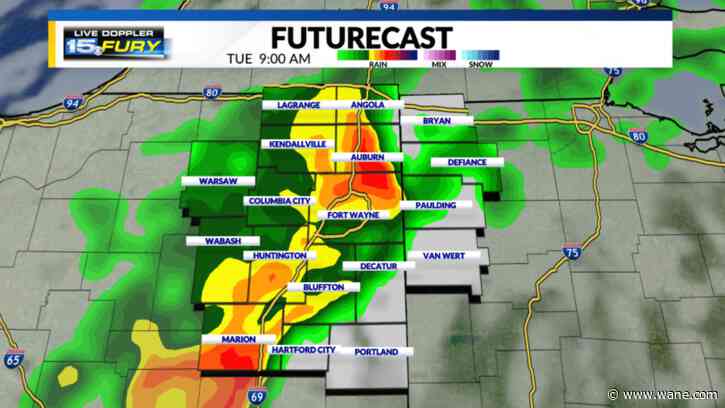 Storms moving through this morning with cooler temps coming