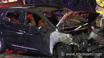 Police investigate car apparently found shot, burned in Miami Gardens