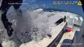 WATCH:  Marine police stop runaway boat in waters off Florida