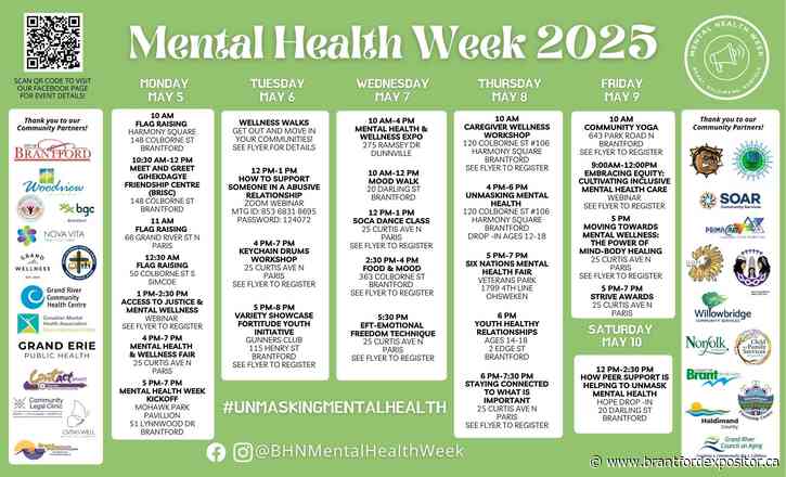 'There is no health without mental health': Mental health week begins May 5 in Brantford, Brant Haldimand and Norfolk