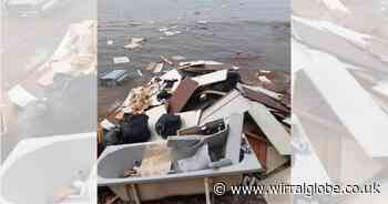 Outrage after huge rubbish pile washed out by tide after fly tipping on Wirral  coast