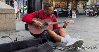 Ex-Newcastle United star unrecognisable as he's spotted busking with guitar on street