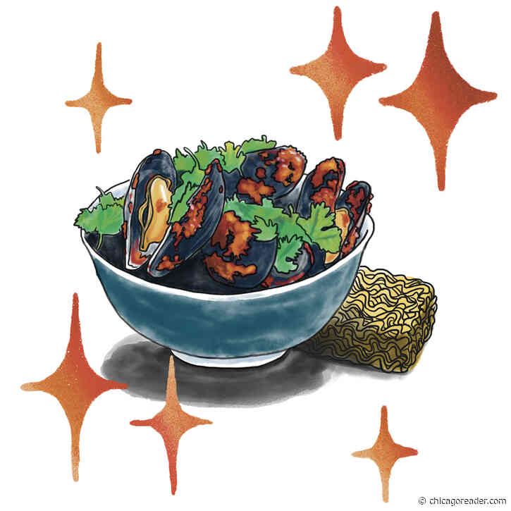 Kimchi-roasted Bar Harbor mussels at Community Tavern