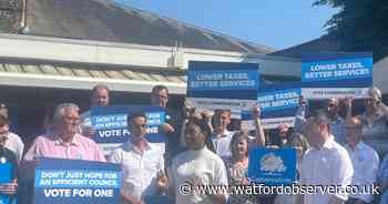 Leader of the Conservative party Kemi Badenoch canvassing in Hertfordshire