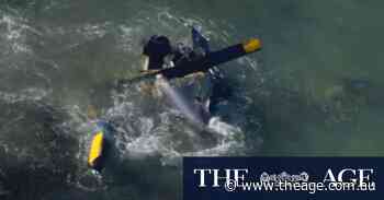 Three rescued after helicopter plunges into ocean off Bellarine Peninsula