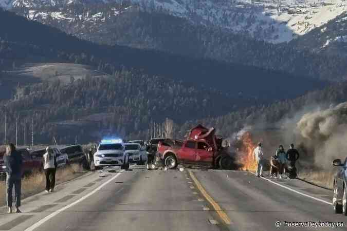 7 people are dead after a pickup and tour van collided near Yellowstone, police say
