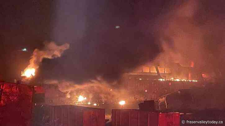 Mission residents urged to lock down as derelict ferry sets on fire